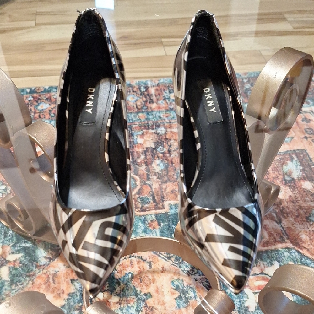 DKNY Black and Silver Stiletto Heels